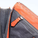 FENDI Celeria Clutch Bag Leather Orange Silver Auth ka6886-19