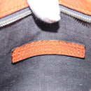 FENDI Celeria Clutch Bag Leather Orange Silver Auth ka6886-21