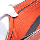 FENDI Celeria Clutch Bag Leather Orange Silver Auth ka6886-23