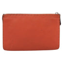 FENDI Celeria Clutch Bag Leather Orange Silver Auth ka6886-3