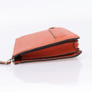 FENDI Celeria Clutch Bag Leather Orange Silver Auth ka6886-4