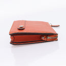 FENDI Celeria Clutch Bag Leather Orange Silver Auth ka6886-5