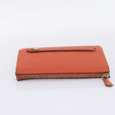 FENDI Celeria Clutch Bag Leather Orange Silver Auth ka6886-5