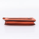 FENDI Celeria Clutch Bag Leather Orange Silver Auth ka6886-7