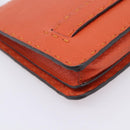 FENDI Celeria Clutch Bag Leather Orange Silver Auth ka6886-9