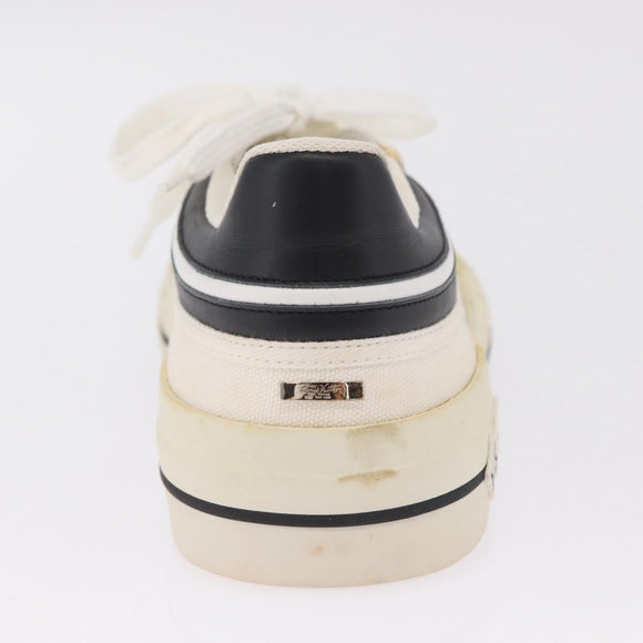LOUIS VUITTON Sneakers Canvas Leather 7 White LV Auth ka6887