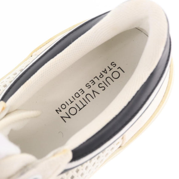 LOUIS VUITTON Sneakers Canvas Leather 7 White LV Auth ka6887