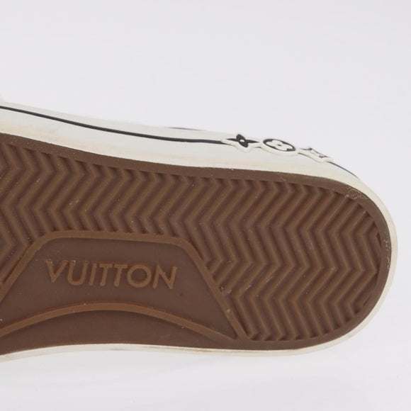 LOUIS VUITTON Sneakers Canvas Leather 7 White LV Auth ka6887