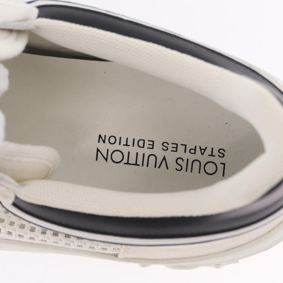 LOUIS VUITTON Sneakers Canvas Leather 7 White LV Auth ka6887