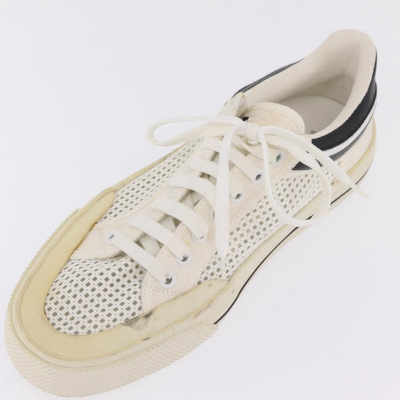 LOUIS VUITTON Sneakers Canvas Leather 7 White LV Auth ka6887