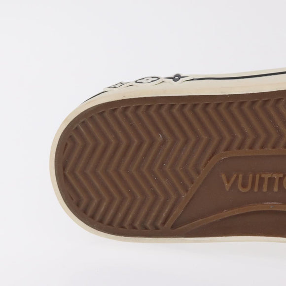 LOUIS VUITTON Sneakers Canvas Leather 7 White LV Auth ka6887