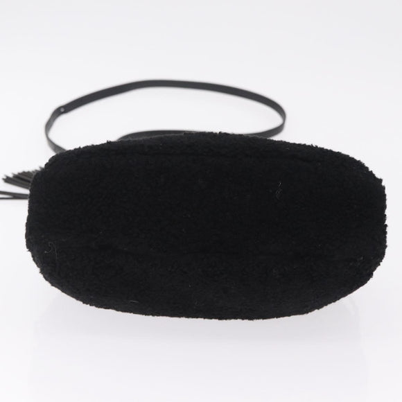 Saint Laurent Lou Camera Bag Leather Mouton Black Silver Auth ka6888A