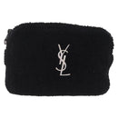 Saint Laurent Lou Camera Bag Leather Mouton Black Silver Auth ka6888A-2