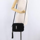 Saint Laurent Lou Camera Bag Leather Mouton Black Silver Auth ka6888A-26