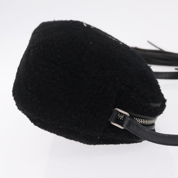 Saint Laurent Lou Camera Bag Leather Mouton Black Silver Auth ka6888A
