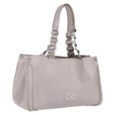 Salvatore Ferragamo Gancini Tote Bag Leather Beige Silver Auth ka6889-1