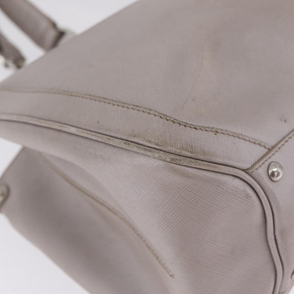 Salvatore Ferragamo Gancini Tote Bag Leather Beige Silver Auth ka6889