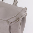 Salvatore Ferragamo Gancini Tote Bag Leather Beige Silver Auth ka6889-12
