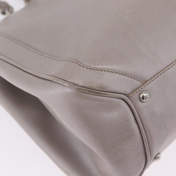 Salvatore Ferragamo Gancini Tote Bag Leather Beige Silver Auth ka6889