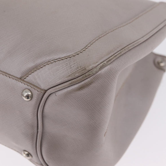 Salvatore Ferragamo Gancini Tote Bag Leather Beige Silver Auth ka6889