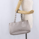 Salvatore Ferragamo Gancini Tote Bag Leather Beige Silver Auth ka6889-28