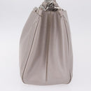 Salvatore Ferragamo Gancini Tote Bag Leather Beige Silver Auth ka6889-4