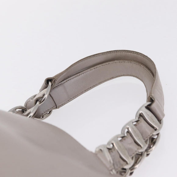 Salvatore Ferragamo Gancini Tote Bag Leather Beige Silver Auth ka6889