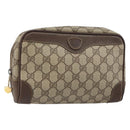 GUCCI GG Supreme Clutch Bag PVC Beige Gold 014 89 0094 Auth ka689-1