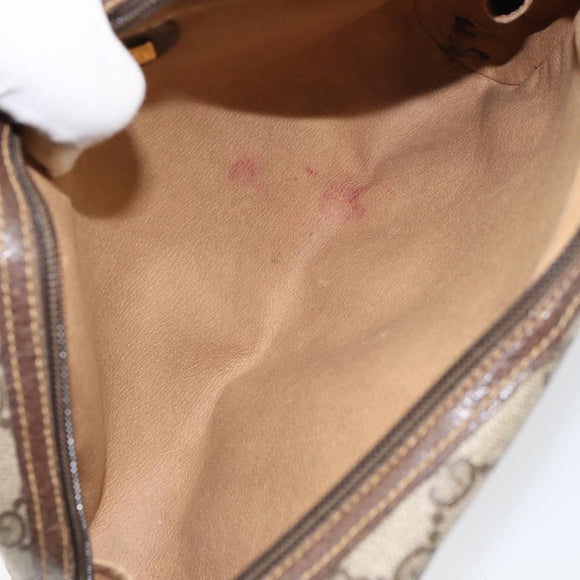 GUCCI GG Supreme Clutch Bag PVC Beige Gold 014 89 0094 Auth ka689