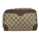 GUCCI GG Supreme Clutch Bag PVC Beige Gold 014 89 0094 Auth ka689-2