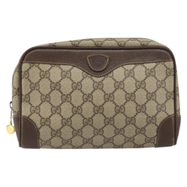 GUCCI GG Supreme Clutch Bag PVC Beige Gold 014 89 0094 Auth ka689 - 0