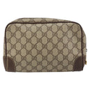 GUCCI GG Supreme Clutch Bag PVC Beige Gold 014 89 0094 Auth ka689-3