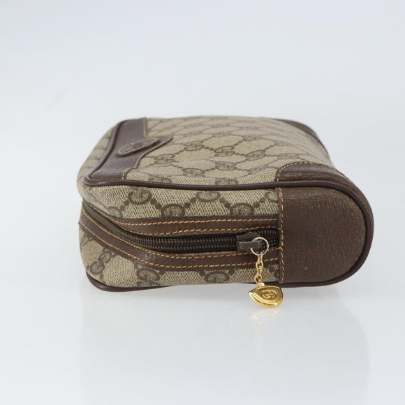 GUCCI GG Supreme Clutch Bag PVC Beige Gold 014 89 0094 Auth ka689