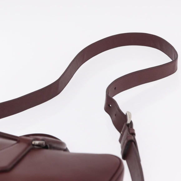 PRADA Business Bag Saffiano leather Bordeaux Silver Auth ka6891