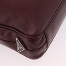PRADA Business Bag Saffiano leather Bordeaux Silver Auth ka6891-15