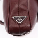 PRADA Business Bag Saffiano leather Bordeaux Silver Auth ka6891-19