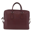 PRADA Business Bag Saffiano leather Bordeaux Silver Auth ka6891-2