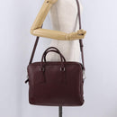 PRADA Business Bag Saffiano leather Bordeaux Silver Auth ka6891-29