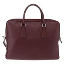 PRADA Business Bag Saffiano leather Bordeaux Silver Auth ka6891-3