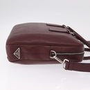 PRADA Business Bag Saffiano leather Bordeaux Silver Auth ka6891-4