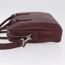 PRADA Business Bag Saffiano leather Bordeaux Silver Auth ka6891-5