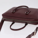 PRADA Business Bag Saffiano leather Bordeaux Silver Auth ka6891-6