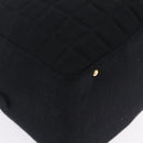 CHANEL Choco Bar Hand Bag Cotton Black Gold CC Auth ka6894-12