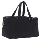 CHANEL Choco Bar Hand Bag Cotton Black Gold CC Auth ka6894-1