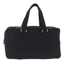CHANEL Choco Bar Hand Bag Cotton Black Gold CC Auth ka6894-2