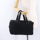 CHANEL Choco Bar Hand Bag Cotton Black Gold CC Auth ka6894-25