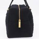 CHANEL Choco Bar Hand Bag Cotton Black Gold CC Auth ka6894-5