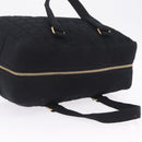 CHANEL Choco Bar Hand Bag Cotton Black Gold CC Auth ka6894-6