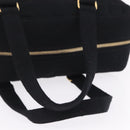 CHANEL Choco Bar Hand Bag Cotton Black Gold CC Auth ka6894-7