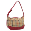 BURBERRY Nova Check Hand Bag Canvas Beige Gold Auth ka6895-1